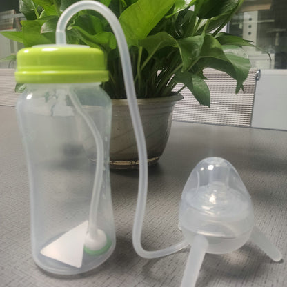 pp Material Separate Dual-purpose Baby and Mother Feeding Bottle Long Straw Feeding Artifact Free Hands Imitation Milk Weaning Bottle