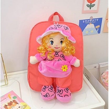 Cross-Border Cartoon Doll Backpack for Kids, Cute Baby Doll Double Shoulder Bag, Kindergarten School Bag