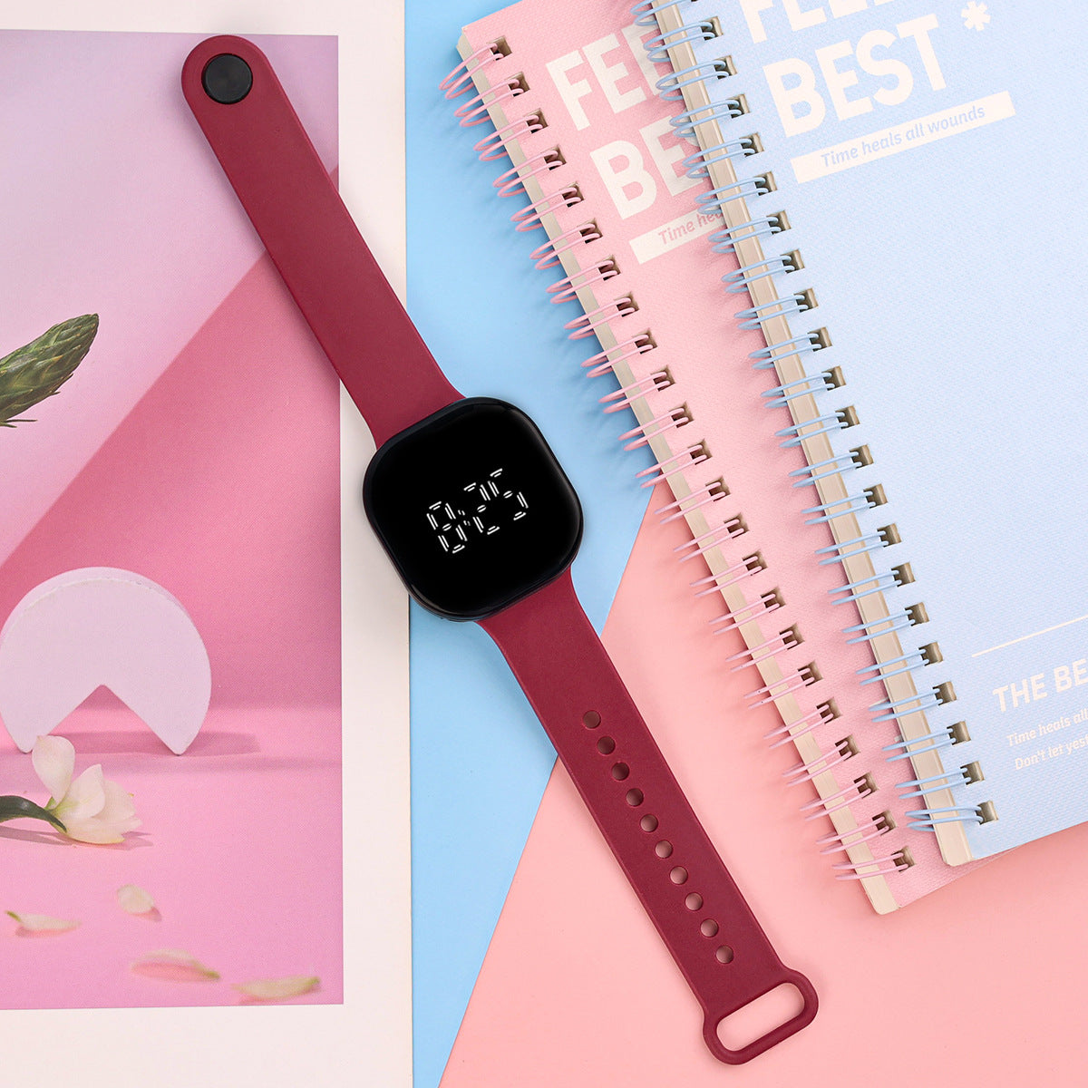 Ready-to-Ship Cross-Border LED Dual-Line Electronic Watch, Creative Tech Style, Student Square Touch, Minimalist Luminous Electronic Wristwatch