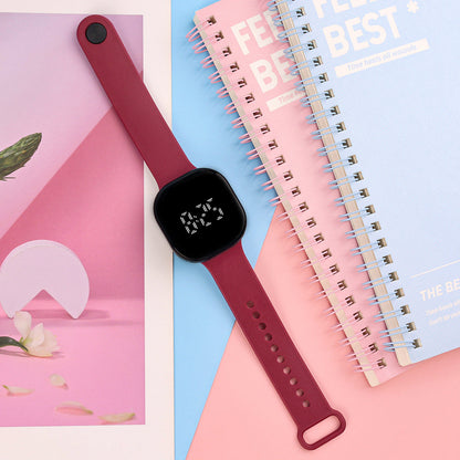 Ready-to-Ship Cross-Border LED Dual-Line Electronic Watch, Creative Tech Style, Student Square Touch, Minimalist Luminous Electronic Wristwatch