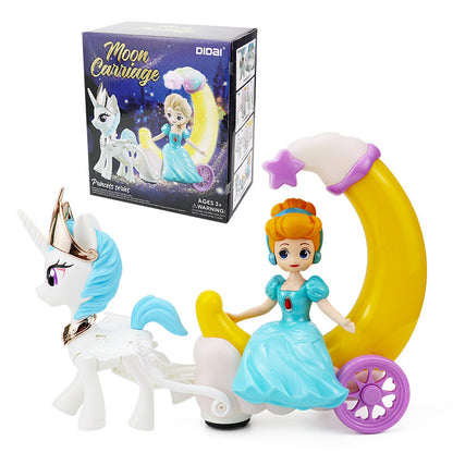 New Electric Universal Moonlight Carriage Princess Music & Light Toy for Kids, Girls—Princess Gift