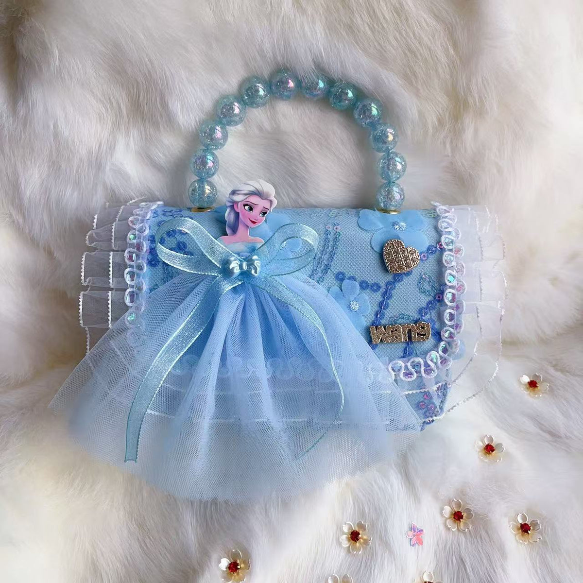 New Kids Handbag for Girls with Bow &amp; Pearl, Fashionable Princess Shoulder Crossbody Mini Purse for Coins