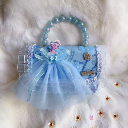New Kids Handbag for Girls with Bow &amp; Pearl, Fashionable Princess Shoulder Crossbody Mini Purse for Coins