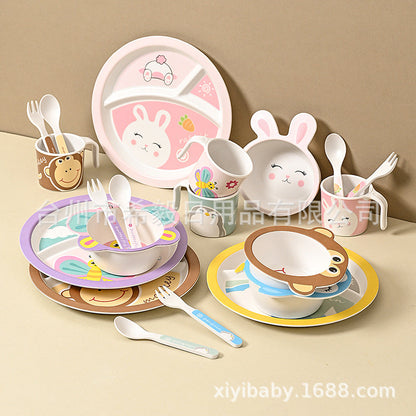 Customized Bamboo Fiber Tableware Set, Plates, Bowls, Cups, Forks and Spoons, Customized Gift Box Packaging. if You Take a Photo of This Link, No Refund Will Be Made by Default