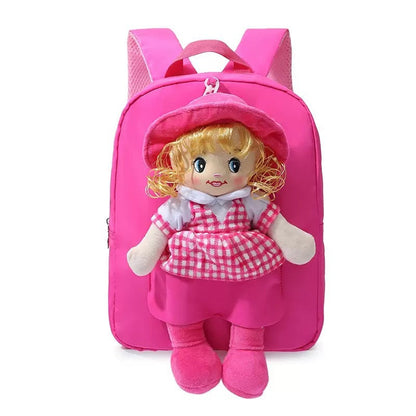 Cross-Border Cartoon Doll Backpack for Kids, Cute Baby Doll Double Shoulder Bag, Kindergarten School Bag