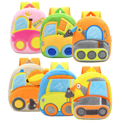 Construction Vehicle Series Cute Kids Backpack Excavator Plush Rucksack 2–4 Years Boys and Girls Toddler Bag