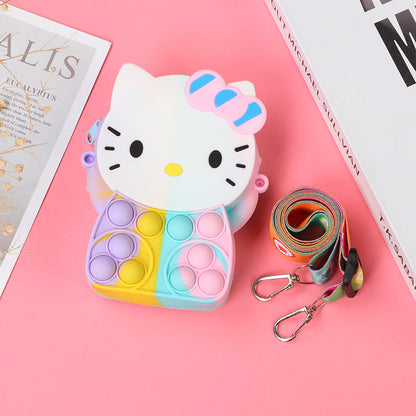 Novel Creative Cartoon Silicone Pouch Kids Crossbody Sling Bag Cute Bear Coin Purse &amp; Small Storage Bag