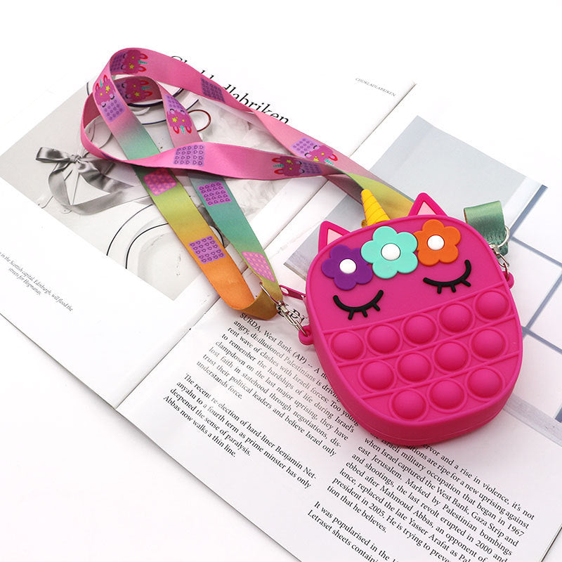Mouse Killer Pioneer Silicone Cartoon Press Crossbody Bag Unicorn Kids Shoulder Bag Girls Crossbody Mini Square Bag Wholesale