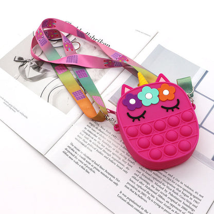 Mouse Killer Pioneer Silicone Cartoon Press Crossbody Bag Unicorn Kids Shoulder Bag Girls Crossbody Mini Square Bag Wholesale
