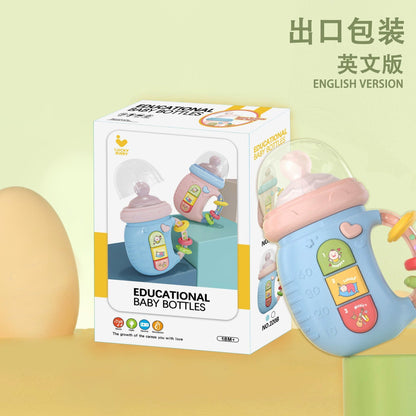 Cross-Border Baby Electric Soothing Bottle Toy, Chewable Teething Rattle, Bilingual Early Education Story Machine, Interactive