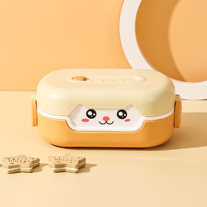 Portable food grade PP2 compartment children's lunch box can be microwave sealed fresh-keeping plastic compartment lunch box for students