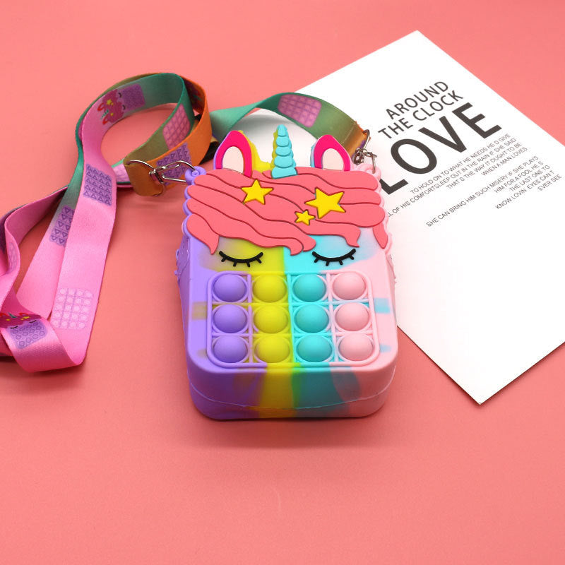 Mouse Killer Pioneer Silicone Cartoon Press Crossbody Bag Unicorn Kids Shoulder Bag Girls Crossbody Mini Square Bag Wholesale