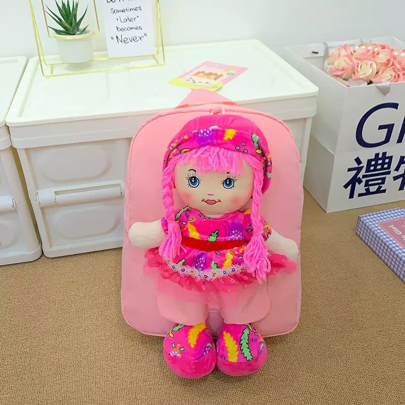 Cross-Border Cartoon Doll Backpack for Kids, Cute Baby Doll Double Shoulder Bag, Kindergarten School Bag