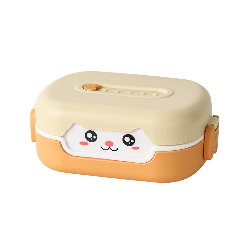 Portable food grade PP2 compartment children's lunch box can be microwave sealed fresh-keeping plastic compartment lunch box for students