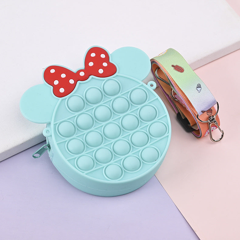 Novel Creative Cartoon Silicone Pouch Kids Crossbody Sling Bag Cute Bear Coin Purse &amp; Small Storage Bag