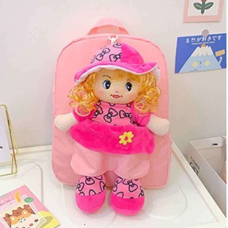 Cross-Border Cartoon Doll Backpack for Kids, Cute Baby Doll Double Shoulder Bag, Kindergarten School Bag