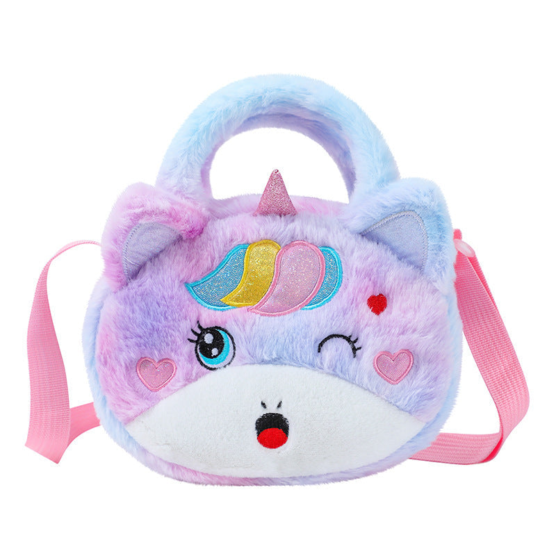 In-Stock Plush Unicorn Crossbody Bag, Single-Shoulder Cosmetic Pouch, Phone & Coin Organizer, Cute Women’s Sling Bag