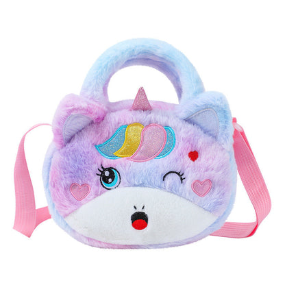 In-Stock Plush Unicorn Crossbody Bag, Single-Shoulder Cosmetic Pouch, Phone & Coin Organizer, Cute Women’s Sling Bag