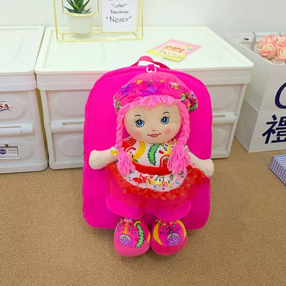 Cross-Border Cartoon Doll Backpack for Kids, Cute Baby Doll Double Shoulder Bag, Kindergarten School Bag