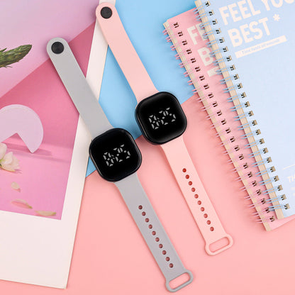 Ready-to-Ship Cross-Border LED Dual-Line Electronic Watch, Creative Tech Style, Student Square Touch, Minimalist Luminous Electronic Wristwatch