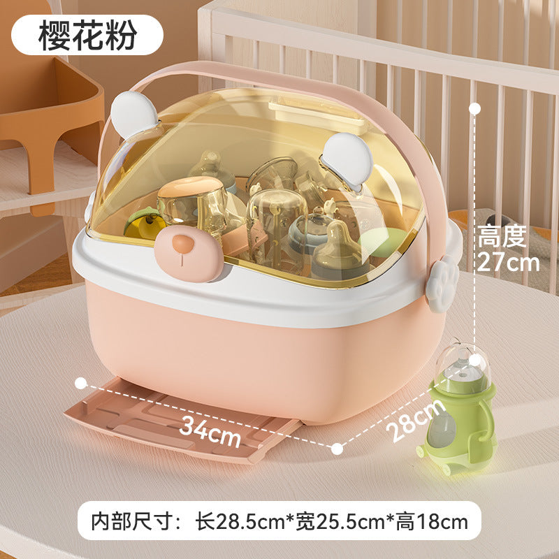 Dust-proof Baby Bottle Storage Box Drain Rack Baby Sideboard Baby Food Supplies Storage Box