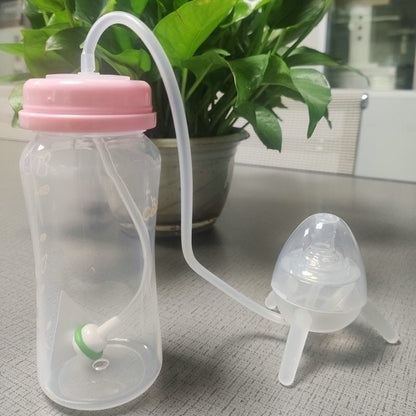 pp Material Separate Dual-purpose Baby and Mother Feeding Bottle Long Straw Feeding Artifact Free Hands Imitation Milk Weaning Bottle