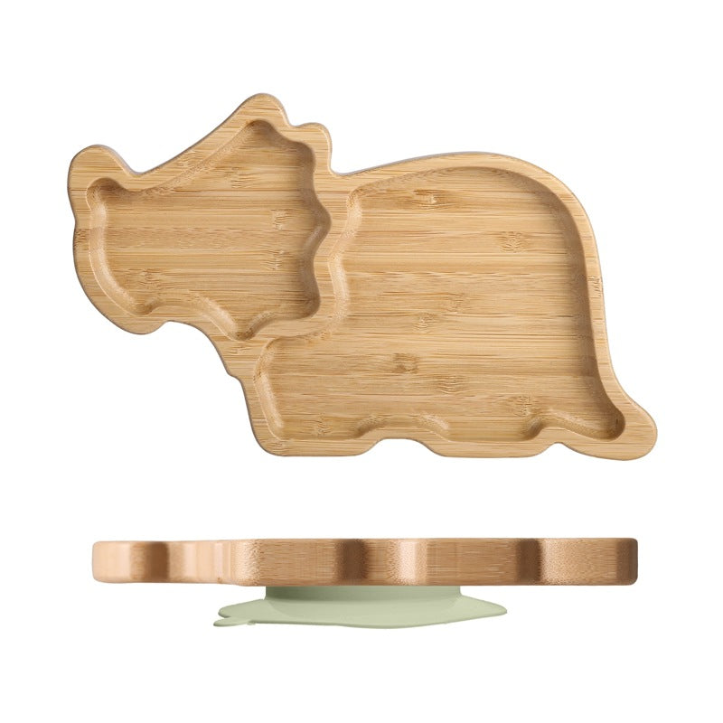 Cute Cartoon Children's Split Dinner Plate for Baby's Eating Suction Type Anti-fall Bamboo and Wood Dinner Plate for Baby's Supplementary Food Tableware