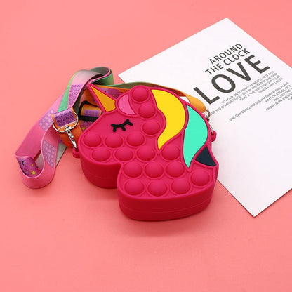 Mouse Killer Pioneer Silicone Cartoon Press Crossbody Bag Unicorn Kids Shoulder Bag Girls Crossbody Mini Square Bag Wholesale