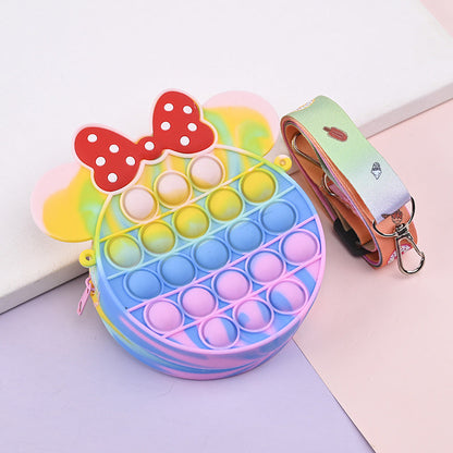Novel Creative Cartoon Silicone Pouch Kids Crossbody Sling Bag Cute Bear Coin Purse &amp; Small Storage Bag