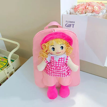 Cross-Border Cartoon Doll Backpack for Kids, Cute Baby Doll Double Shoulder Bag, Kindergarten School Bag