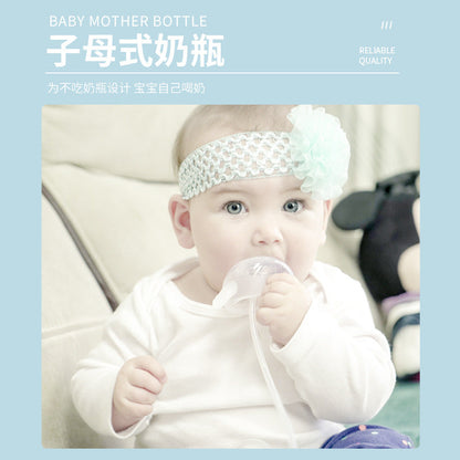pp Material Separate Dual-purpose Baby and Mother Feeding Bottle Long Straw Feeding Artifact Free Hands Imitation Milk Weaning Bottle