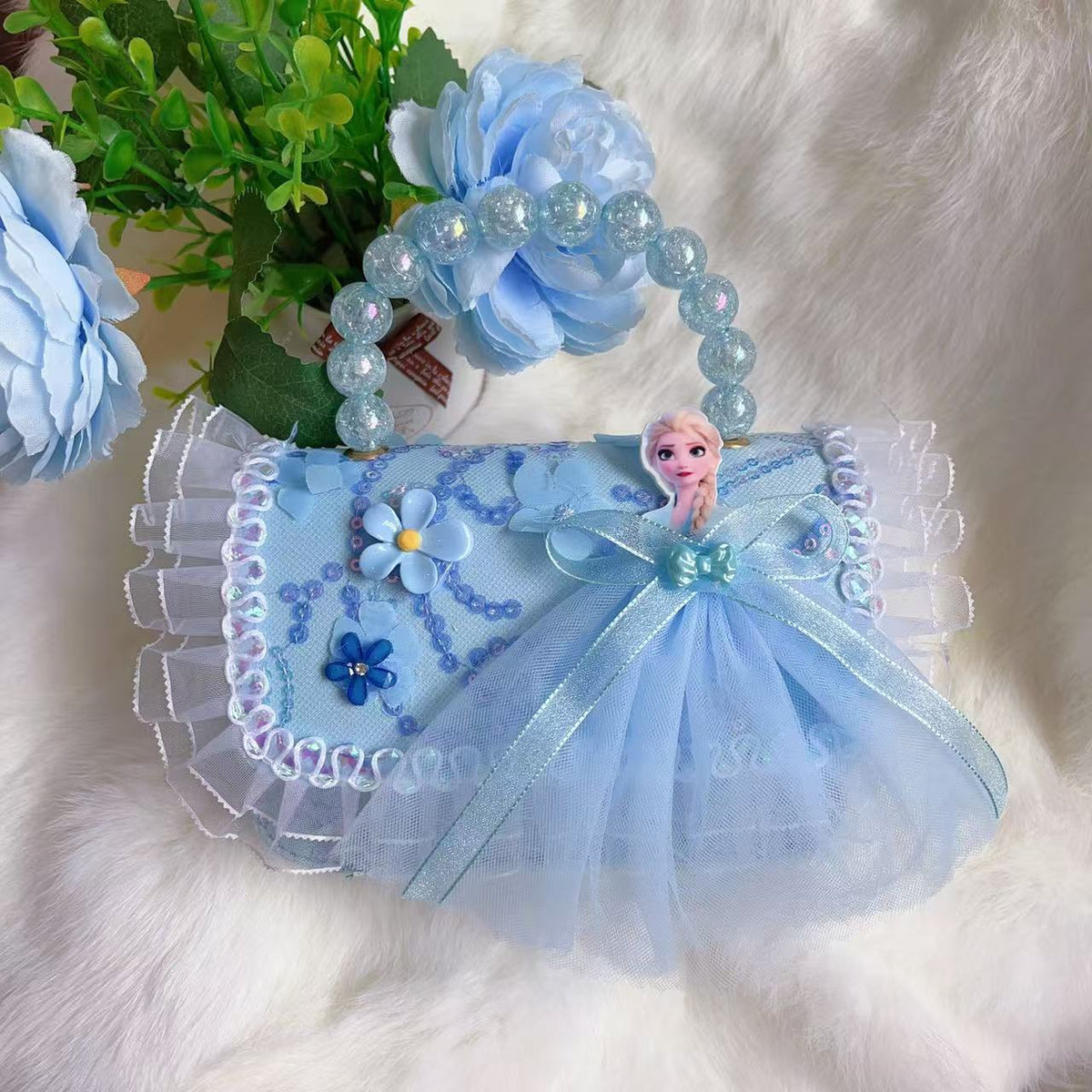 New Kids Handbag for Girls with Bow &amp; Pearl, Fashionable Princess Shoulder Crossbody Mini Purse for Coins