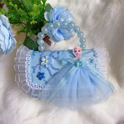 New Kids Handbag for Girls with Bow &amp; Pearl, Fashionable Princess Shoulder Crossbody Mini Purse for Coins