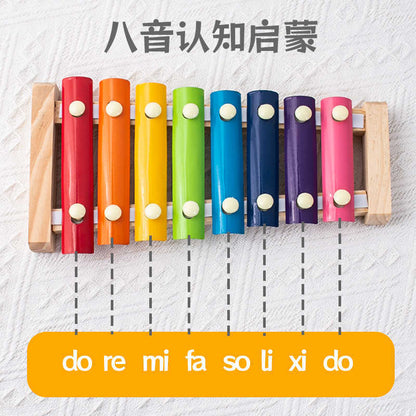 8-Note Hand-Strike Xylophone Wooden Percussion Music Toy for Kids Baby Music Instrument