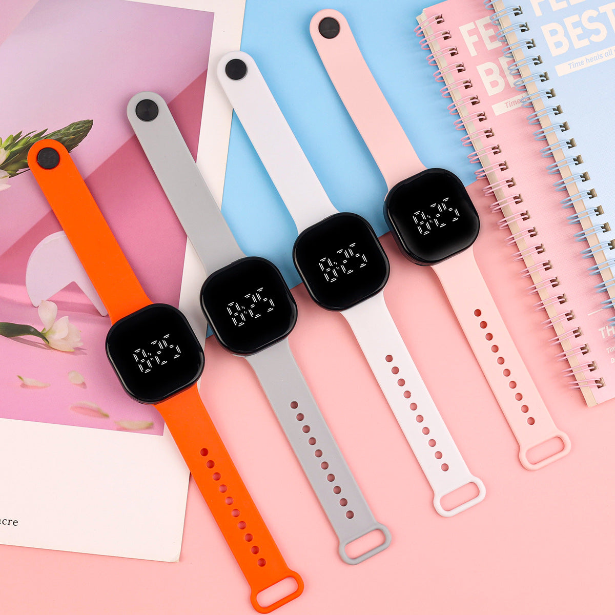 Ready-to-Ship Cross-Border LED Dual-Line Electronic Watch, Creative Tech Style, Student Square Touch, Minimalist Luminous Electronic Wristwatch