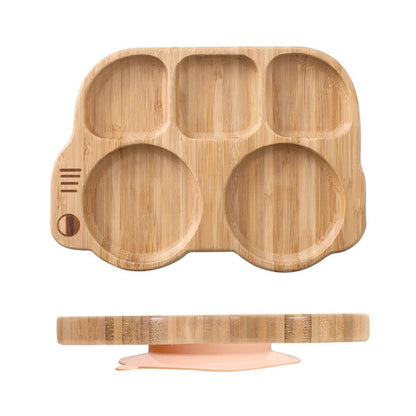 Cute Cartoon Children's Split Dinner Plate for Baby's Eating Suction Type Anti-fall Bamboo and Wood Dinner Plate for Baby's Supplementary Food Tableware