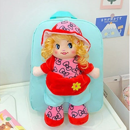 Cross-Border Cartoon Doll Backpack for Kids, Cute Baby Doll Double Shoulder Bag, Kindergarten School Bag