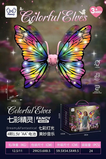 Elf Luminous Wings Electric Fully Automatic Light-Up Moving Butterfly Back Decoration Prop with Lights Children's Girls' Toy