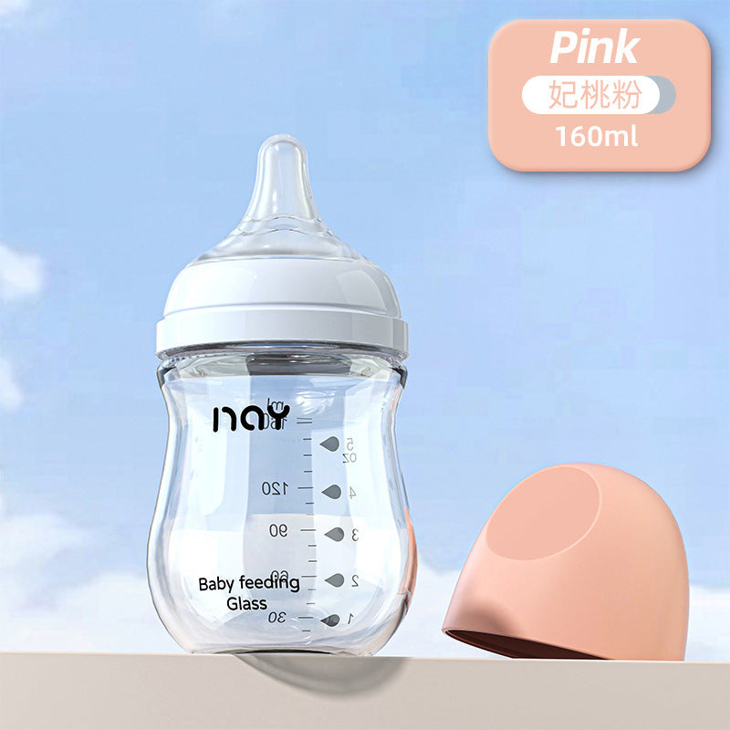 Nuoaiin High Borosilicate Glass Baby Bottle for Newborns, Wide-Caliber, Anti-Colic, Anti-Choking, Manufacturer in Stock, Cross-Border