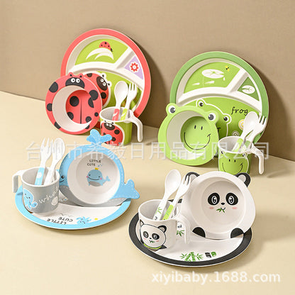 Customized Bamboo Fiber Tableware Set, Plates, Bowls, Cups, Forks and Spoons, Customized Gift Box Packaging. if You Take a Photo of This Link, No Refund Will Be Made by Default