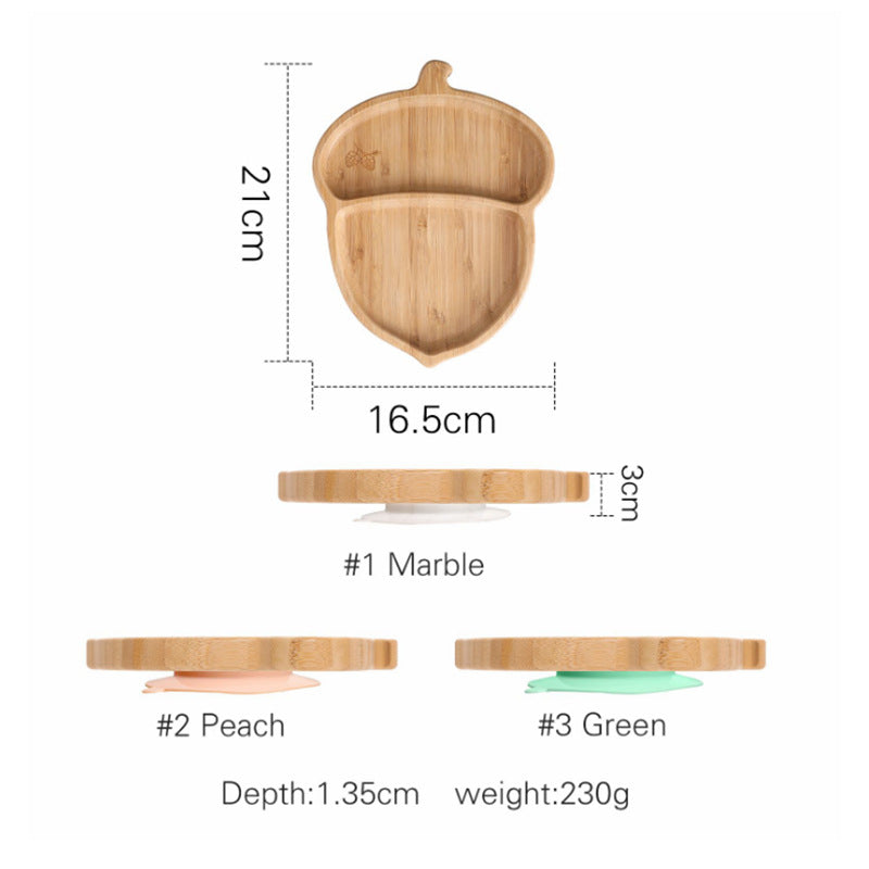 Cute Cartoon Children's Split Dinner Plate for Baby's Eating Suction Type Anti-fall Bamboo and Wood Dinner Plate for Baby's Supplementary Food Tableware