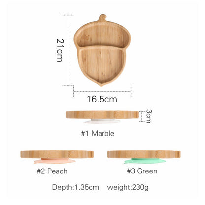 Cute Cartoon Children's Split Dinner Plate for Baby's Eating Suction Type Anti-fall Bamboo and Wood Dinner Plate for Baby's Supplementary Food Tableware