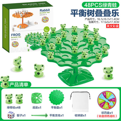 Cross-Border Frog Balance Tree Educational Table Game for Kids—Space Balance Tree Stacking Tower &amp; Balance Fun, 2-Player Interactive Battle Game Toy