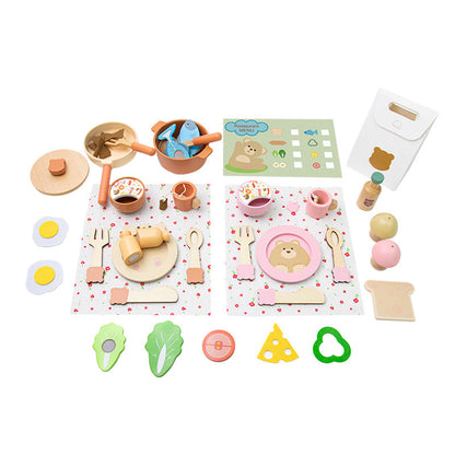 Kids Pretend Play Tea Set Dessert Cake Coffee BBQ Kitchen Fruits Wooden Educational Toys