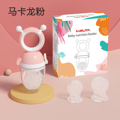 Misuta Baby Teething Bag Fruit and Vegetable Feeder Silicone Pacifier Teether Push-Type Nano Silver