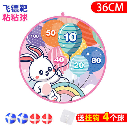 74cm Large Target Dartboard Set: Foldable Toss & Sticky Ball Game for Kids—Indoor & Outdoor