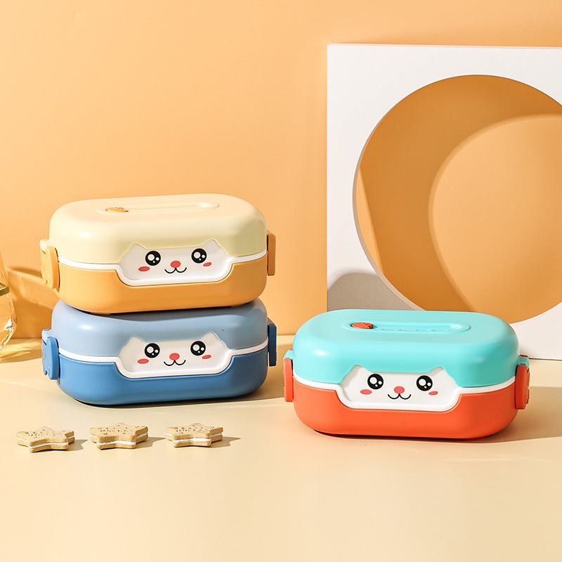 Portable food grade PP2 compartment children's lunch box can be microwave sealed fresh-keeping plastic compartment lunch box for students