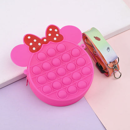 Novel Creative Cartoon Silicone Pouch Kids Crossbody Sling Bag Cute Bear Coin Purse &amp; Small Storage Bag