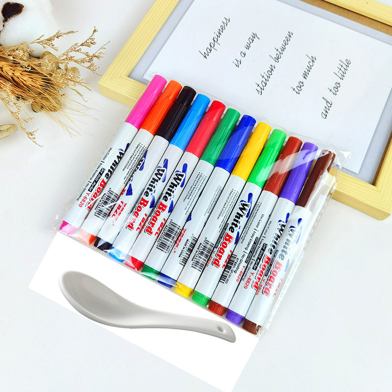 Trending Creative Floating Pen 12-Color Erasable, Washable Whiteboard Markers — Water-Based Markers for Students, Teaching & Office (Wholesale)