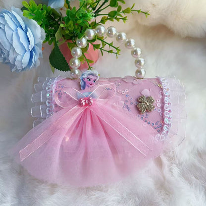 New Kids Handbag for Girls with Bow &amp; Pearl, Fashionable Princess Shoulder Crossbody Mini Purse for Coins